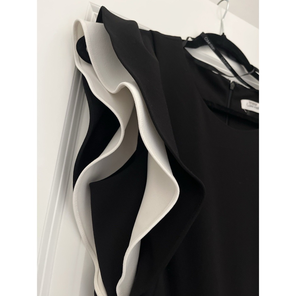 Calvin Klein Black Wide Leg Jumpsuit Women Ruffle Sleeve Formal Evening Cocktail - Picture 4 of 7